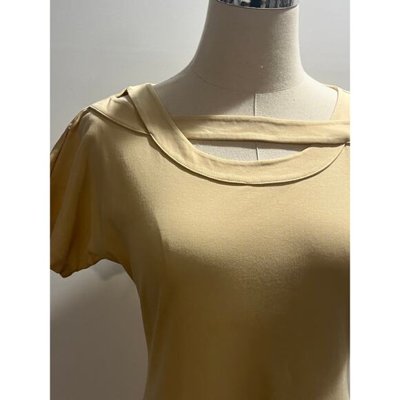 Paco Rabanne Vintage Yellow Stretch Short Sleeves Midi Dress 90’s Sz 9AR/6-8 - Picture 14 of 16